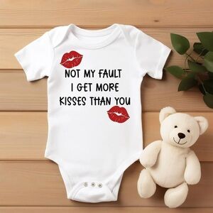 Carter's White Bodysuit - Not My Fault I Get More Kisses Than You